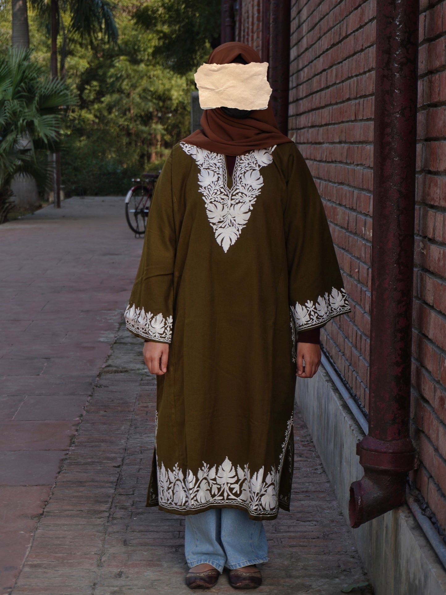 Noor - Olive green Pheran