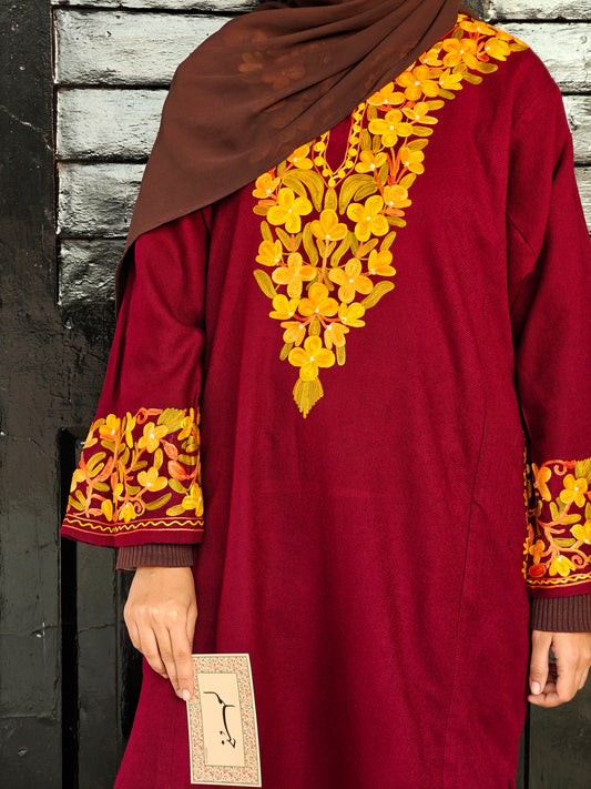 Gul - Maroon - Woolen Pheran
