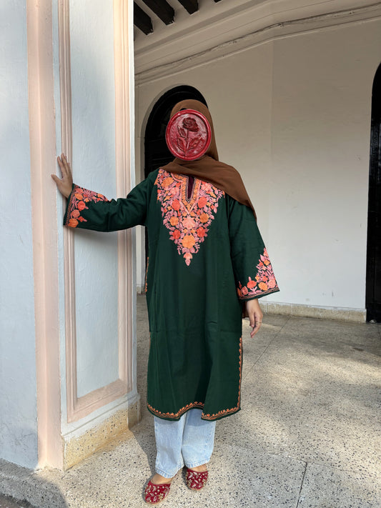 Heer - Green - Woolen Pheran