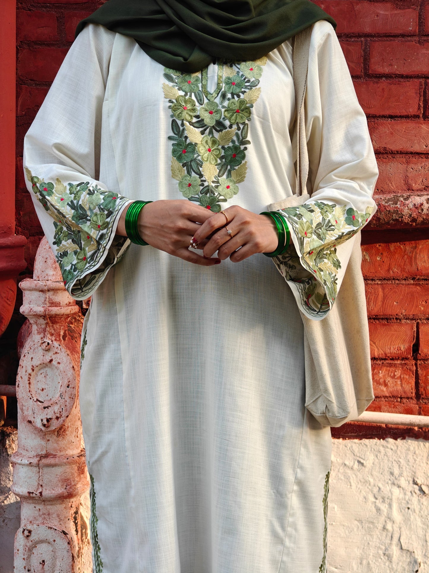 Koh - e - Gul  | Off White Cotton Pheran |