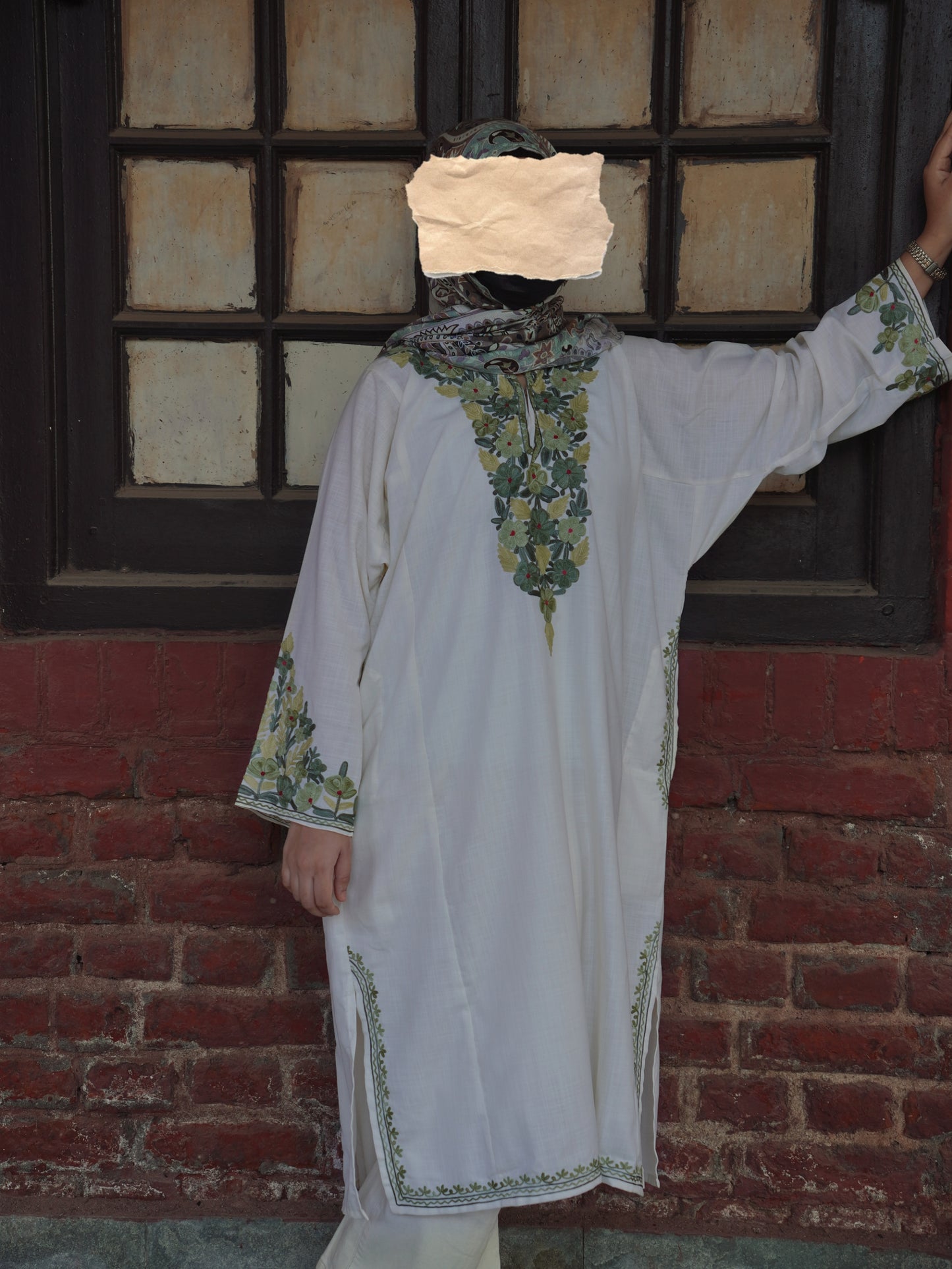 Koh - e - Gul  | Off White Cotton Pheran |